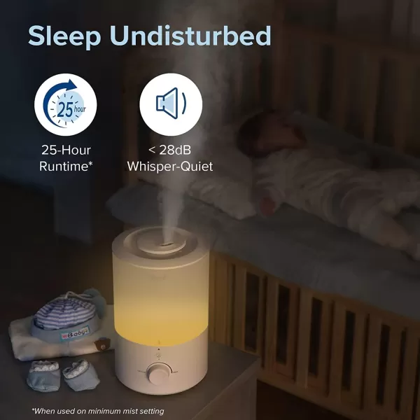 imageLEVOIT Humidifiers for Bedroom Quiet 3L Water Tank Cool Mist Top Fill Essential Oil Diffuser with 25Watt for Home Large Room 360 Nozzle Rapid Ultrasonic Humidification for Baby Nursery and PlantWhite with Nightlight