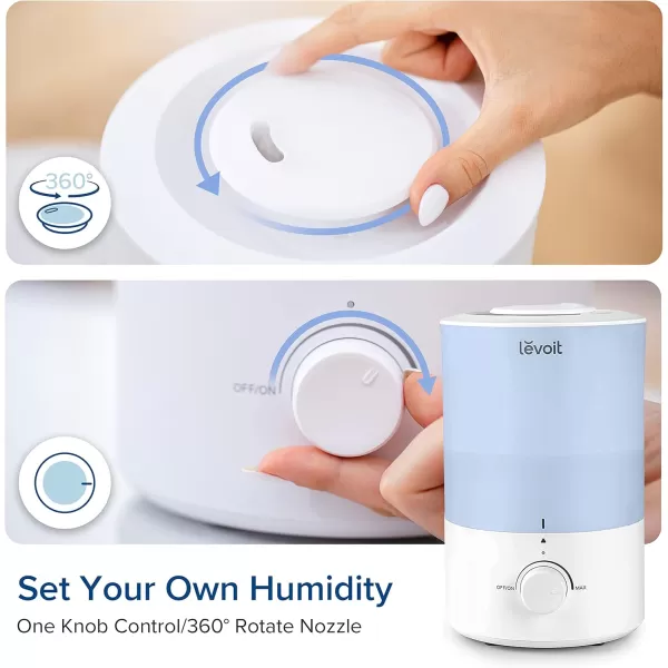 imageLEVOIT Humidifiers for Bedroom Quiet 3L Water Tank Cool Mist Top Fill Essential Oil Diffuser with 25Watt for Home Large Room 360 Nozzle Rapid Ultrasonic Humidification for Baby Nursery and PlantBlue