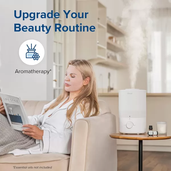 imageLEVOIT Humidifiers for Bedroom Quiet 3L Water Tank Cool Mist Top Fill Essential Oil Diffuser with 25Watt for Home Large Room 360 Nozzle Rapid Ultrasonic Humidification for Baby Nursery and PlantWhite