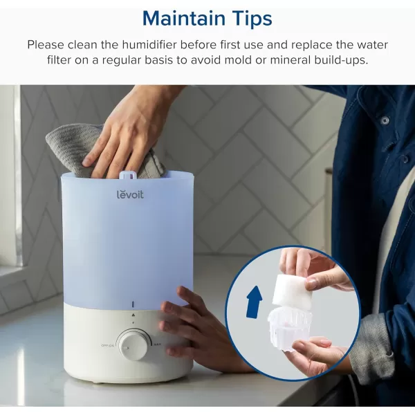 imageLEVOIT Humidifiers for Bedroom Quiet 3L Water Tank Cool Mist Top Fill Essential Oil Diffuser with 25Watt for Home Large Room 360 Nozzle Rapid Ultrasonic Humidification for Baby Nursery and PlantBlue