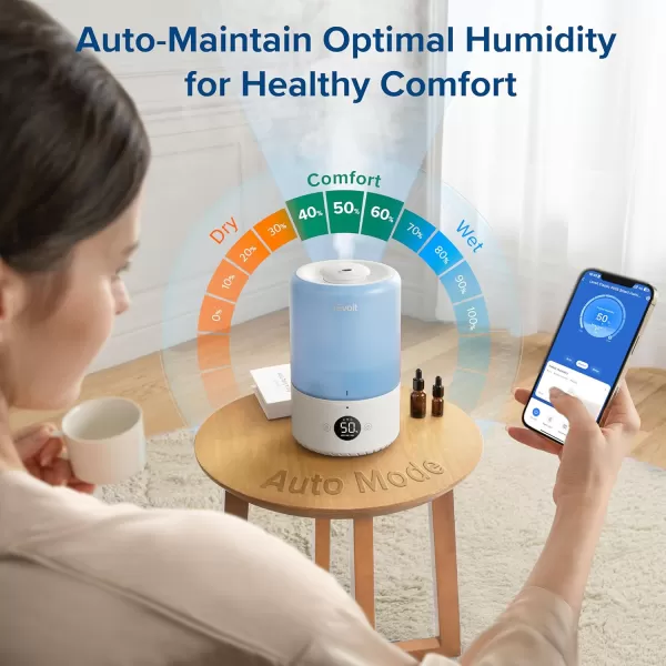 imageLEVOIT Humidifiers for Bedroom Quiet 3L Water Tank Cool Mist Top Fill Essential Oil Diffuser with 25Watt for Home Large Room 360 Nozzle Rapid Ultrasonic Humidification for Baby Nursery and PlantBlue