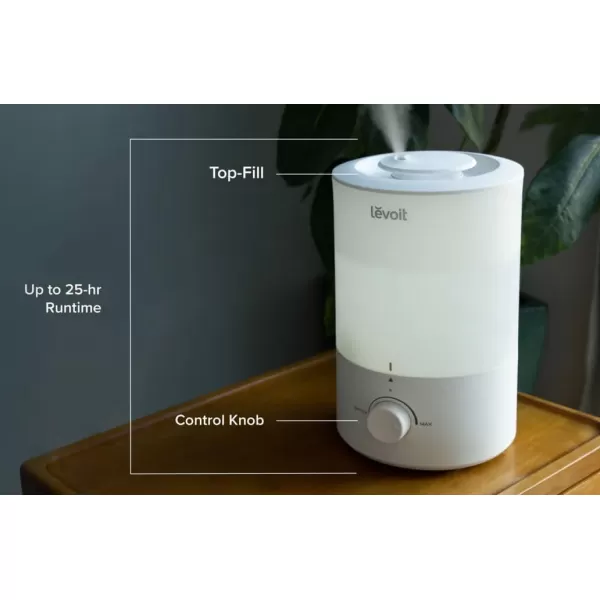 imageLEVOIT Humidifiers for Bedroom Quiet 3L Water Tank Cool Mist Top Fill Essential Oil Diffuser with 25Watt for Home Large Room 360 Nozzle Rapid Ultrasonic Humidification for Baby Nursery and PlantWhite