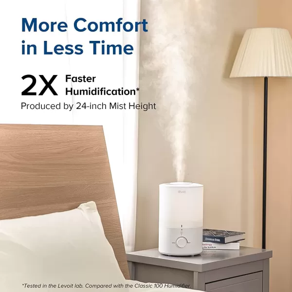 imageLEVOIT Humidifiers for Bedroom Quiet 3L Water Tank Cool Mist Top Fill Essential Oil Diffuser with 25Watt for Home Large Room 360 Nozzle Rapid Ultrasonic Humidification for Baby Nursery and PlantWhite with Nightlight