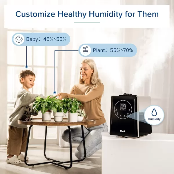 imageLEVOIT OasisMist 1000S 10L Smart Humidifier for Home Large Room Bedroom Last 100 Hours Suitable for Indoor Plant Cover up to 600ft Easy Top Fill Remoter ampamp Voice Control Auto Mode Quiet WhiteBlack