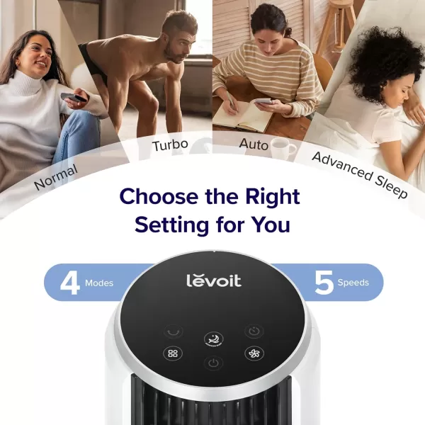 imageLEVOIT Smart 42 Tower Fan for Bedroom Oscillating Fan with Quiet 26fts Velocity 25dB Brushless DC Motor 12 Speeds 4 Modes 24H Timer with APP Works with Alexa Standing Bladeless Fan for HomeWhite