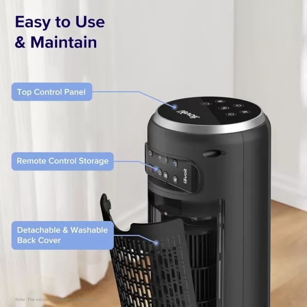 imageLEVOIT Smart 42 Tower Fan for Bedroom Oscillating Fan with Quiet 26fts Velocity 25dB Brushless DC Motor 12 Speeds 4 Modes 24H Timer with APP Works with Alexa Standing Bladeless Fan for HomeBlack