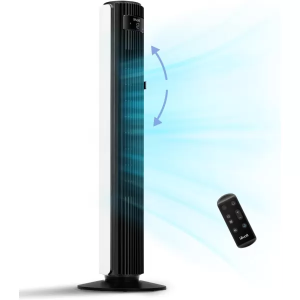 imageLEVOIT Smart 42 Tower Fan for Bedroom Oscillating Fan with Quiet 26fts Velocity 25dB Brushless DC Motor 12 Speeds 4 Modes 24H Timer with APP Works with Alexa Standing Bladeless Fan for HomeWhite