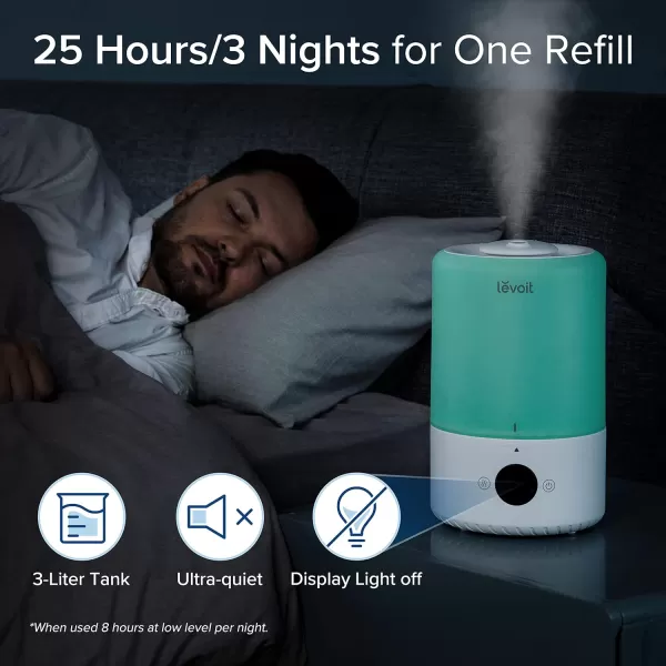 imageLEVOIT Smart Cool Mist Top Fill Humidifiers for Bedroom with Sensor Auto Humidity Setting  APP ampamp Voice Control Essential Oil Diffuser Ultra Quiet Operation Super Easy to Use and Clean 3L Green