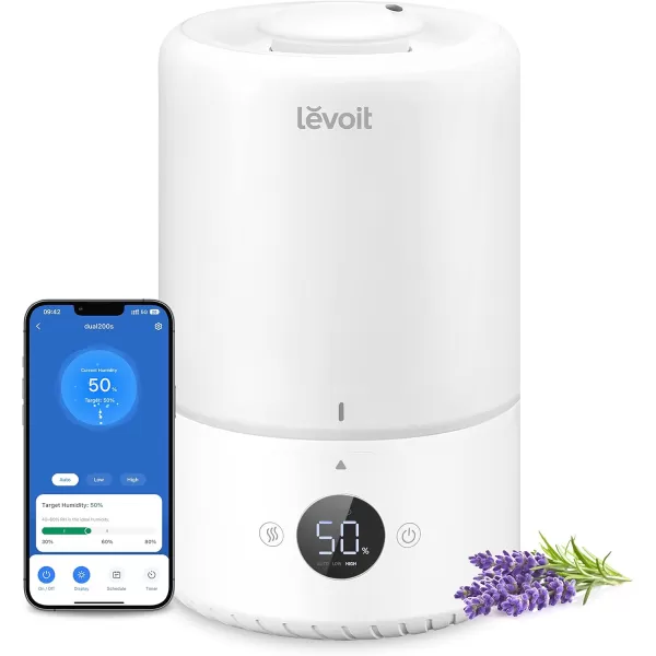 imageLEVOIT Smart Cool Mist Top Fill Humidifiers for Bedroom with Sensor Auto Humidity Setting  APP ampamp Voice Control Essential Oil Diffuser Ultra Quiet Operation Super Easy Top Fill 3L WhiteWhite