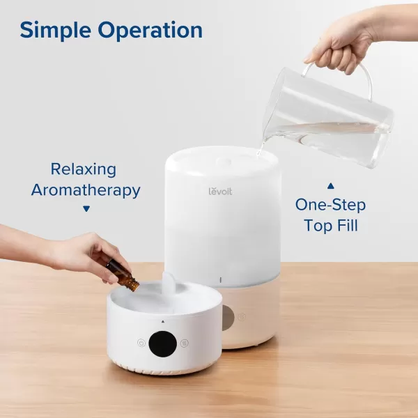 imageLEVOIT Smart Cool Mist Top Fill Humidifiers for Bedroom with Sensor Auto Humidity Setting  APP ampamp Voice Control Essential Oil Diffuser Ultra Quiet Operation Super Easy Top Fill 3L WhiteWhite