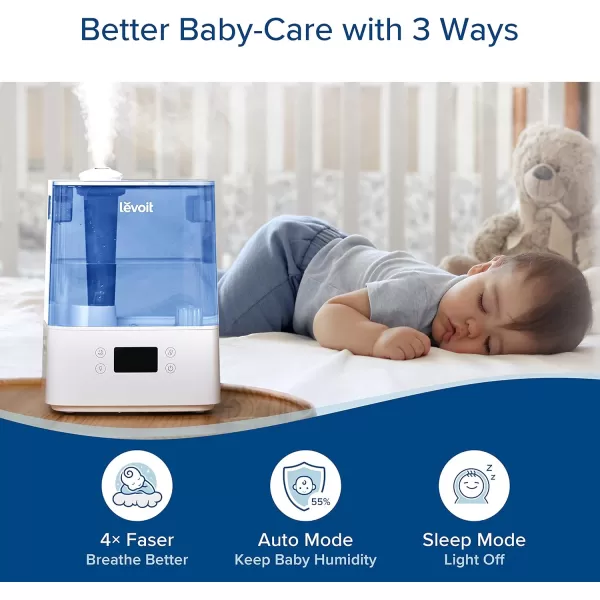 imageLEVOIT Smart Humidifiers for Bedroom Large Room Home6L Cool Mist Top Fill Essential Oil Diffuser for Baby ampamp PlantsSmart App ampamp Voice Control Rapid Humidification ampamp Auto ModeQuiet Sleep Mode GrayBlue