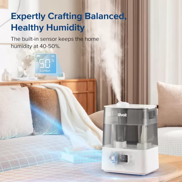 imageLEVOIT Smart Humidifiers for Bedroom Large Room Home6L Cool Mist Top Fill Essential Oil Diffuser for Baby ampamp PlantsSmart App ampamp Voice Control Rapid Humidification ampamp Auto ModeQuiet Sleep Mode GrayGray