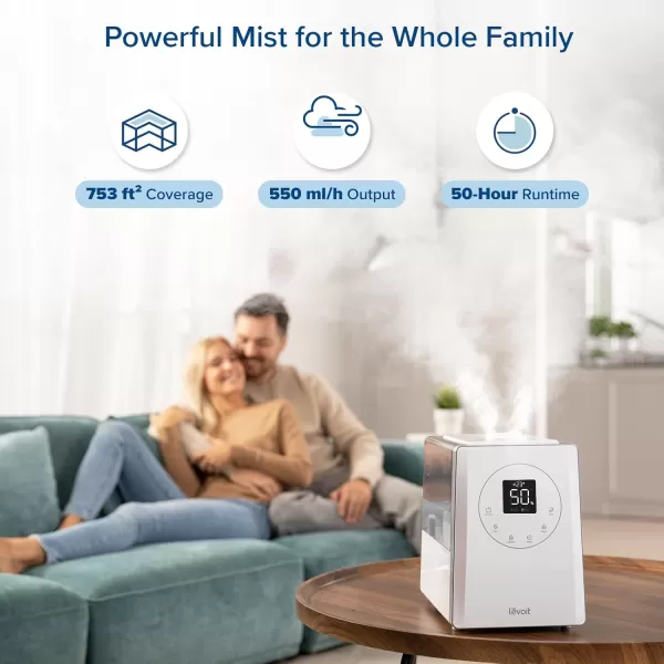 imageLEVOIT Superior 6000S Smart Evaporative Humidifiers for Home Whole House up to 3000ft 6 Gal Last 72Hour Premium Filter Dry Mode Wheels ampamp Water Fill Hose ampamp Foldable Storage  Quiet Sleep ModeSmart WarmCool Mist Ultrasonic Humidifier
