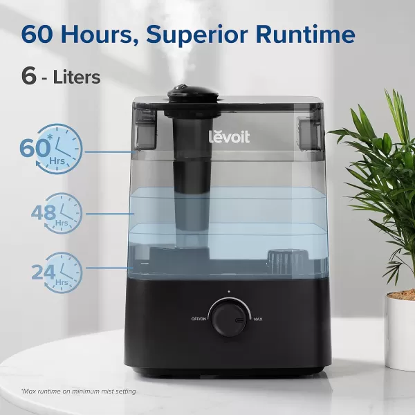 imageLEVOIT Superior 6000S Smart Evaporative Humidifiers for Home Whole House up to 3000ft 6 Gal Last 72Hour Premium Filter Dry Mode Wheels ampamp Water Fill Hose ampamp Foldable Storage  Quiet Sleep ModeCool Mist Ultrasonic Humidifier