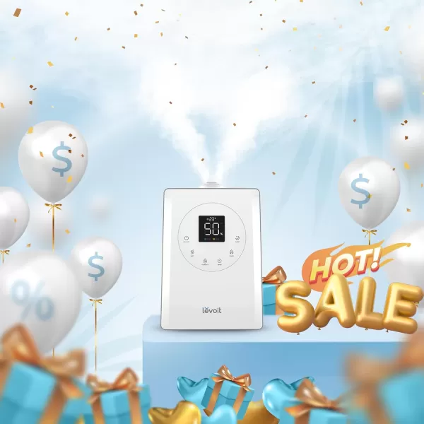 imageLEVOIT Superior 6000S Smart Evaporative Humidifiers for Home Whole House up to 3000ft 6 Gal Last 72Hour Premium Filter Dry Mode Wheels ampamp Water Fill Hose ampamp Foldable Storage  Quiet Sleep ModeSmart WarmCool Mist Ultrasonic Humidifier