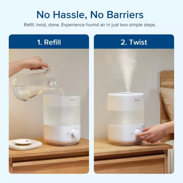 imageLEVOIT Top Fill Humidifiers for Bedroom 25L Tank for Large Room Easy to Fill ampamp Clean 28dB Quiet Cool Mist Air Humidifier for Home Baby Nursery ampamp Plants Auto Shutoff and BPAFree for Safety 25HWhite