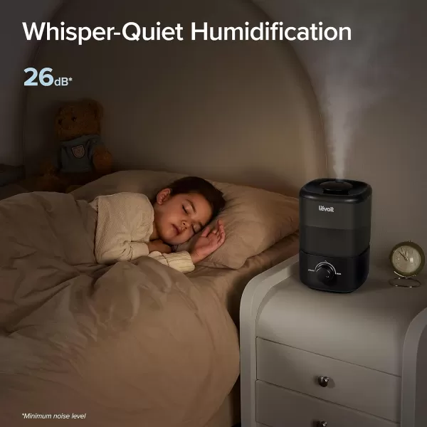 imageLEVOIT Top Fill Humidifiers for Bedroom 25L Tank for Large Room Easy to Fill ampamp Clean 28dB Quiet Cool Mist Air Humidifier for Home Baby Nursery ampamp Plants Auto Shutoff and BPAFree for Safety 25HBlack