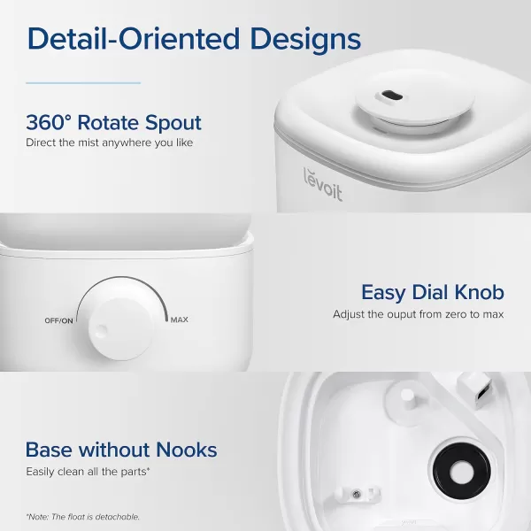 imageLEVOIT Top Fill Humidifiers for Bedroom 25L Tank for Large Room Easy to Fill ampamp Clean 28dB Quiet Cool Mist Air Humidifier for Home Baby Nursery ampamp Plants Auto Shutoff and BPAFree for Safety 25HWhite