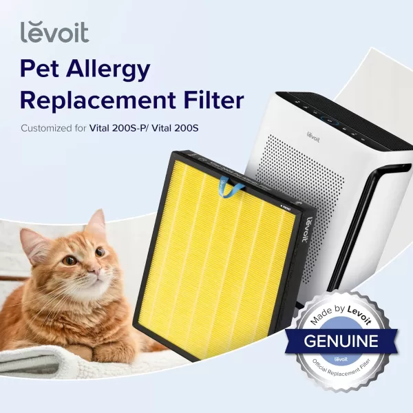 imageLEVOIT Vital 200SP Pet Allergy Air Purifier Replacement Supports HEPA Sleep Mode 3In1 Filter Efficiency Activated Carbon Vital200SRFPA 1 Pack YellowPet Allergy