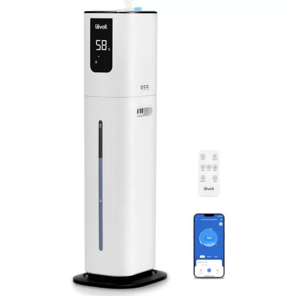 imageLEVOIT OasisMist 1000S 10L Smart Humidifier for Home Large Room Bedroom Last 100 Hours Suitable for Indoor Plant Cover up to 600ft Easy Top Fill Remoter ampamp Voice Control Auto Mode Quiet WhiteWhite