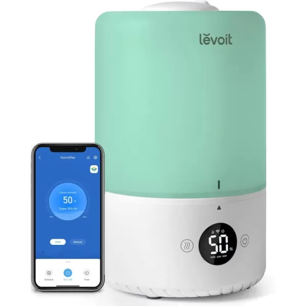 imageLEVOIT Smart Cool Mist Top Fill Humidifiers for Bedroom with Sensor Auto Humidity Setting  APP ampamp Voice Control Essential Oil Diffuser Ultra Quiet Operation Super Easy to Use and Clean 3L Green