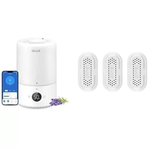 imageLEVOIT Smart Cool Mist Top Fill Humidifiers for Bedroom with Sensor Auto Humidity Setting  APP ampamp Voice Control Essential Oil Diffuser Ultra Quiet Operation Super Easy Top Fill 3L WhiteWhite