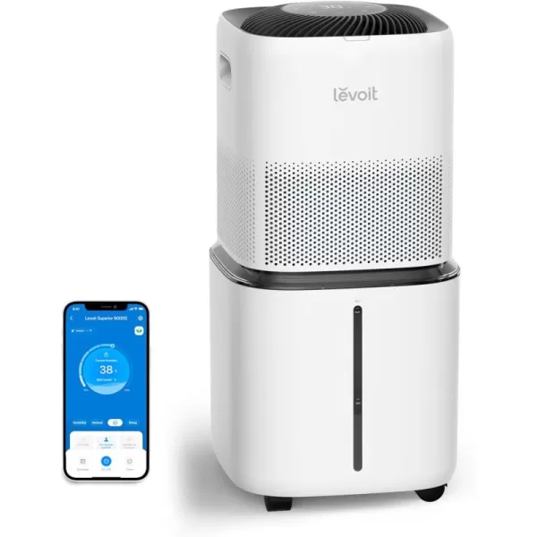 imageLEVOIT Superior 6000S Smart Evaporative Humidifiers for Home Whole House up to 3000ft 6 Gal Last 72Hour Premium Filter Dry Mode Wheels ampamp Water Fill Hose ampamp Foldable Storage  Quiet Sleep ModeSmart Cool Mist Evaporative Humidifier
