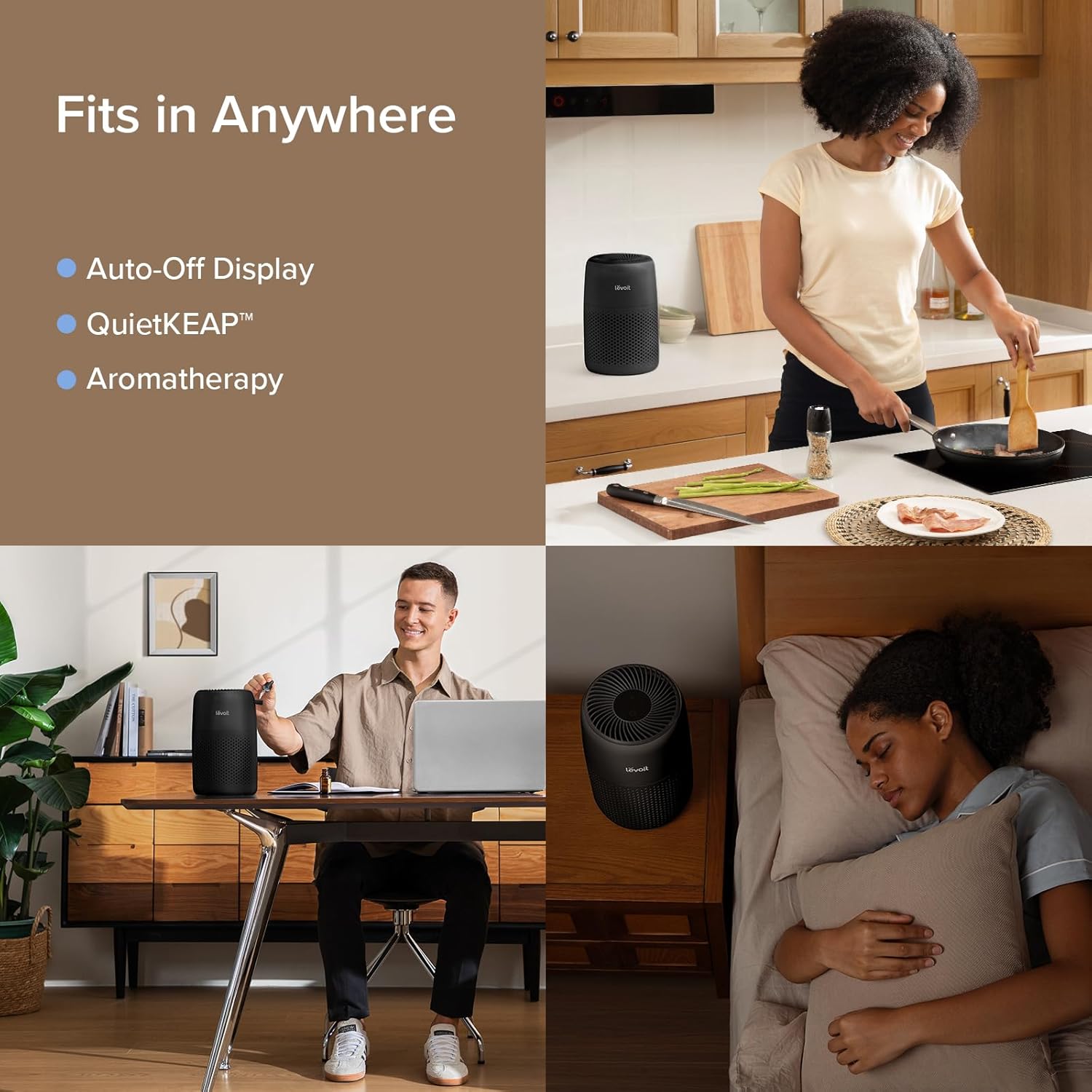 imageLEVOIT Air Purifiers for Bedroom Home 3in1 Filter Cleaner with Fragrance Sponge for Better Sleep Filters Smoke Allergies Pet Dander Odor Dust Office Desktop Portable Core MiniP WhiteBlack