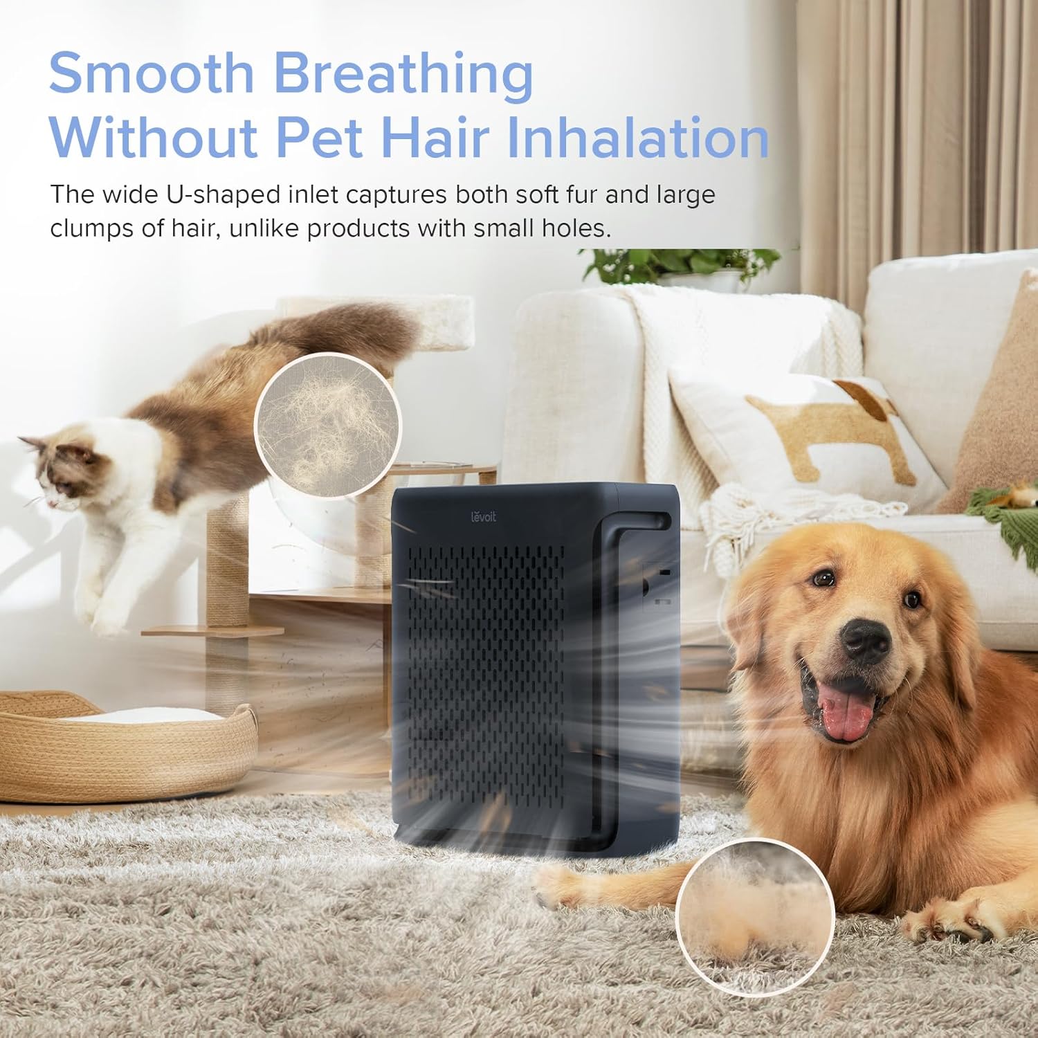 imageLEVOIT Air Purifiers for Home Large Room Bedroom Up to 1110 Ft with Air Quality and Light Sensors Smart WiFi Washable Filters HEPA Sleep Mode for Pets Allergies Dust Pollen Vital 100SP WhiteBlack