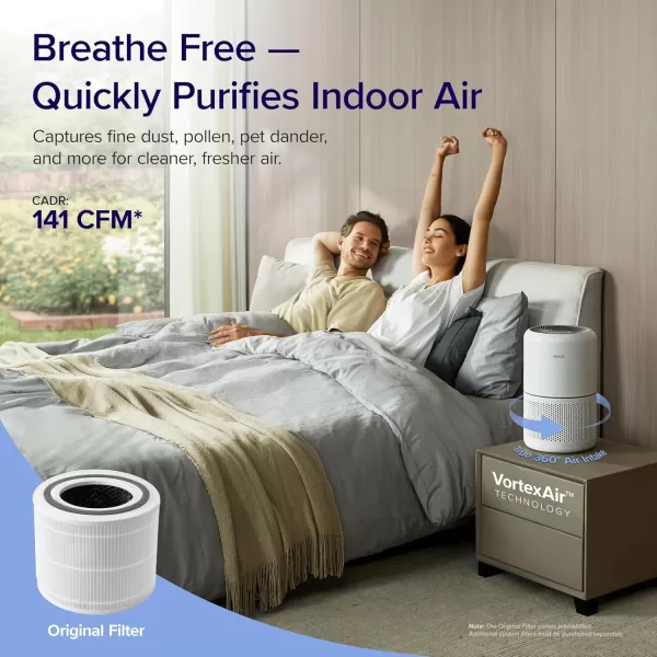 imageLEVOIT Air Purifiers for Home Bedroom Smart WiFi HEPA Sleep Mode for Home Large Room Quiet Cleaner for Pet Hair Allergies Dust Smoke Pollon White Noise Alexa Control Core300SP WhiteWhite