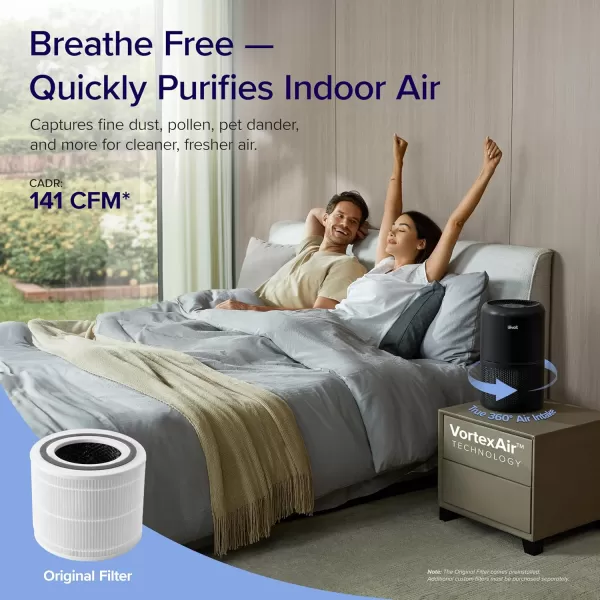 imageLEVOIT Air Purifiers for Home Bedroom Smart WiFi HEPA Sleep Mode for Home Large Room Quiet Cleaner for Pet Hair Allergies Dust Smoke Pollon White Noise Alexa Control Core300SP WhiteBlack