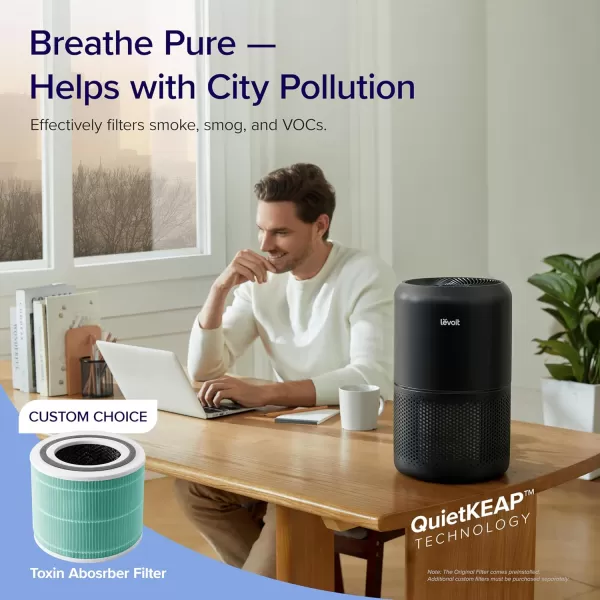 imageLEVOIT Air Purifiers for Home Bedroom Smart WiFi HEPA Sleep Mode for Home Large Room Quiet Cleaner for Pet Hair Allergies Dust Smoke Pollon White Noise Alexa Control Core300SP WhiteBlack