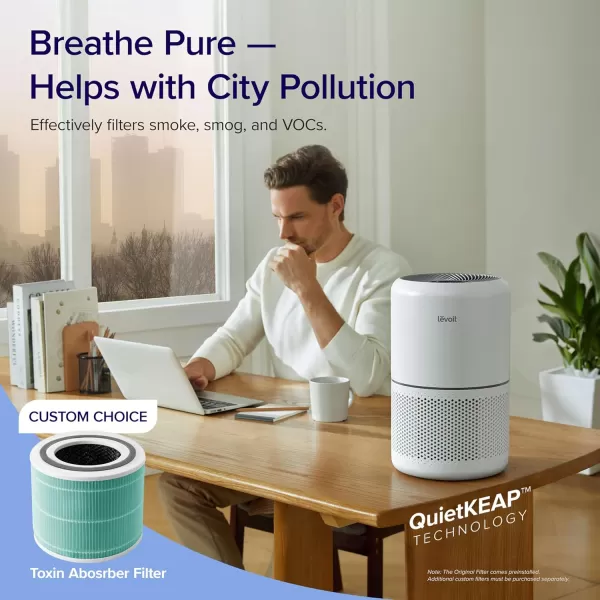imageLEVOIT Air Purifiers for Home Bedroom Smart WiFi HEPA Sleep Mode for Home Large Room Quiet Cleaner for Pet Hair Allergies Dust Smoke Pollon White Noise Alexa Control Core300SP WhiteWhite