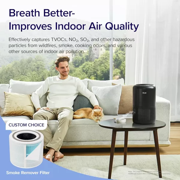 imageLEVOIT Air Purifiers for Home Bedroom Smart WiFi HEPA Sleep Mode for Home Large Room Quiet Cleaner for Pet Hair Allergies Dust Smoke Pollon White Noise Alexa Control Core300SP WhiteBlack
