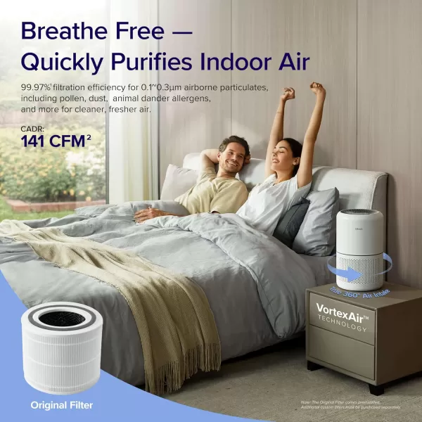imageLEVOIT Air Purifiers for Home Bedroom Smart WiFi HEPA Sleep Mode for Home Large Room Quiet Cleaner for Pet Hair Allergies Dust Smoke Pollon White Noise Alexa Control Core300SP WhiteWhite