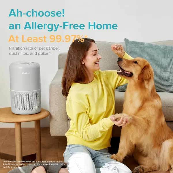 imageLEVOIT Air Purifiers for Home Bedroom Smart WiFi HEPA Sleep Mode for Home Large Room Quiet Cleaner for Pet Hair Allergies Dust Smoke Pollon White Noise Alexa Control Core300SP WhiteGray