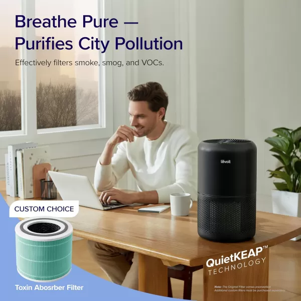 imageLEVOIT Air Purifiers for Home Bedroom Smart WiFi HEPA Sleep Mode for Home Large Room Quiet Cleaner for Pet Hair Allergies Dust Smoke Pollon White Noise Alexa Control Core300SP WhiteBlack