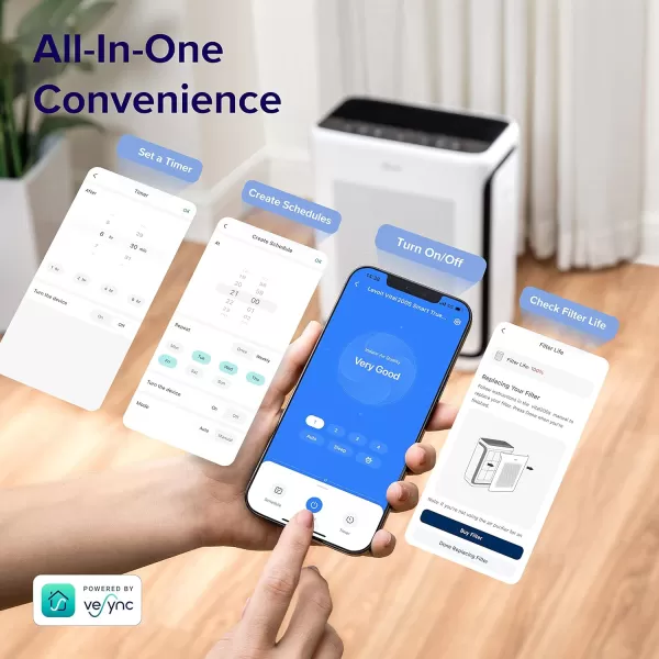 imageLEVOIT Air Purifiers for Home Large Room Up to 1800 Ft in 1 Hr with Washable PreFilter Air Quality Monitor Smart WiFi HEPA Sleep Mode for Allergies Pet Hair in Bedroom Vital 200SP WhiteBlack
