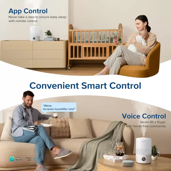 imageLEVOIT Smart Cool Mist Top Fill Humidifiers for Bedroom with Sensor Auto Humidity Setting  APP ampamp Voice Control Essential Oil Diffuser Ultra Quiet Operation Super Easy Top Fill 3L WhiteWhite