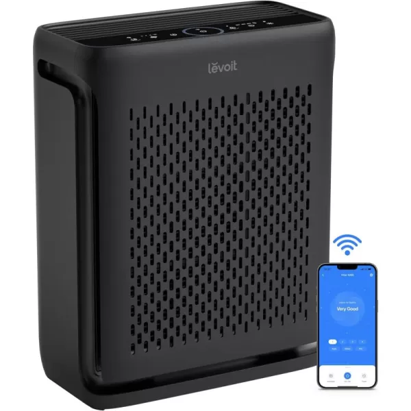imageLEVOIT Air Purifiers for Home Large Room Bedroom Up to 1110 Ft with Air Quality and Light Sensors Smart WiFi Washable Filters HEPA Sleep Mode for Pets Allergies Dust Pollen Vital 100SP WhiteBlack