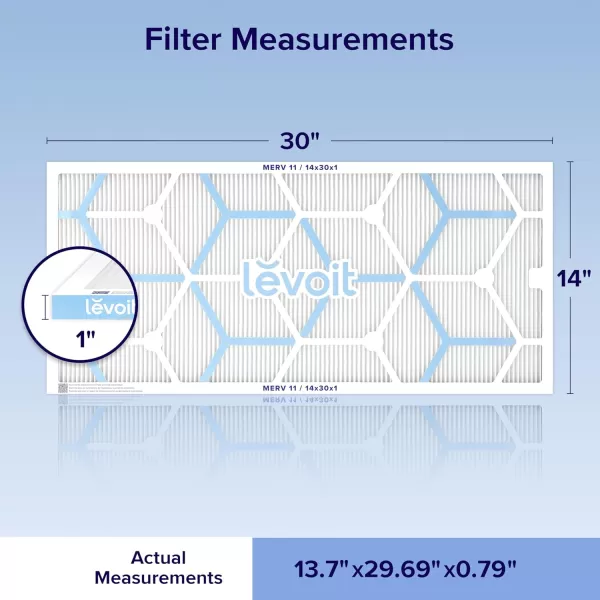 imageLEVOIT 20x20x1 Air Filter MERV 11 6Month Pleated 1Inch Electrostatic AC Furnace Air Cleaning Filter 2 Pack Actual Size 19691969079 inches14301