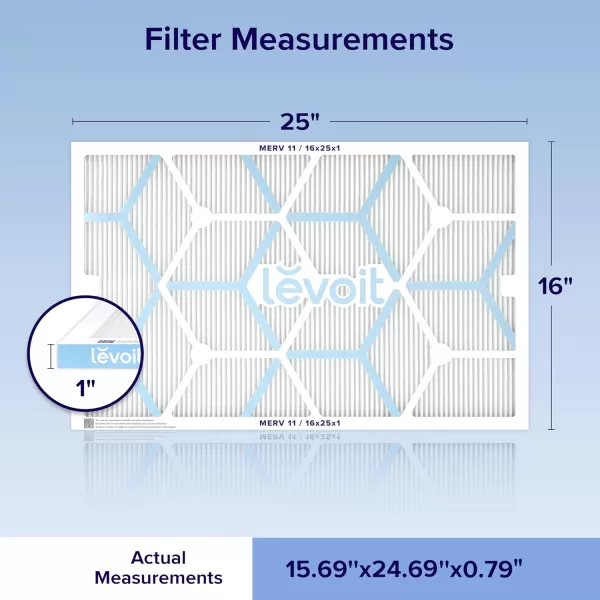 imageLEVOIT 20x20x1 Air Filter MERV 11 6Month Pleated 1Inch Electrostatic AC Furnace Air Cleaning Filter 2 Pack Actual Size 19691969079 inches16251