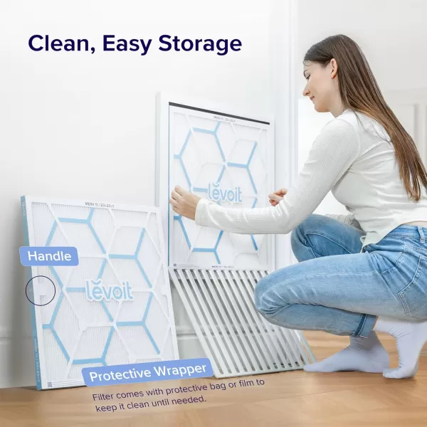 imageLEVOIT 20x20x1 Air Filter MERV 11 6Month Pleated 1Inch Electrostatic AC Furnace Air Cleaning Filter 2 Pack Actual Size 19691969079 inches20251