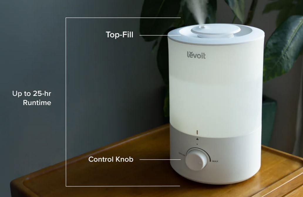 imageLEVOIT Humidifiers for Bedroom Baby Sprout Evaporative with Dual Filters for Air ampamp Water Separate Sensor Adjustable No Blue Nightlight Auto Dry Smart Control ampamp Alexa Auto Mode 38L Tank for 36HWhite