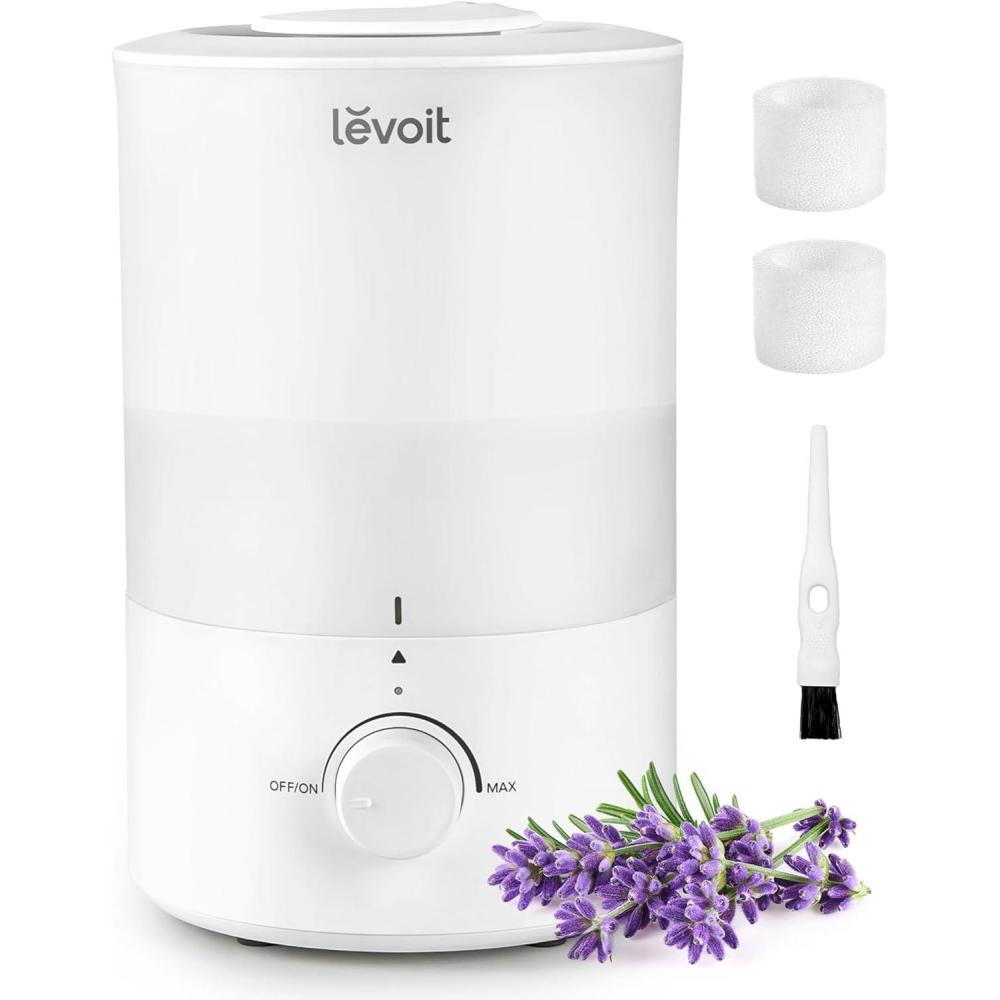 imageLEVOIT Humidifiers for Bedroom Baby Sprout Evaporative with Dual Filters for Air ampamp Water Separate Sensor Adjustable No Blue Nightlight Auto Dry Smart Control ampamp Alexa Auto Mode 38L Tank for 36HWhite