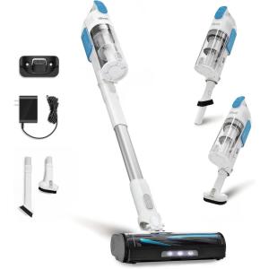 imageLEVOIT Cordless Vacuum Cleaner with HEPA Filter Stick Vac with TangleResistant Design Up to 60 Mins Powerful Suction Lightweight Mini Motorized Brush for Carpet Hard Floor Pet Hair LVAC300LVAC200 Blue