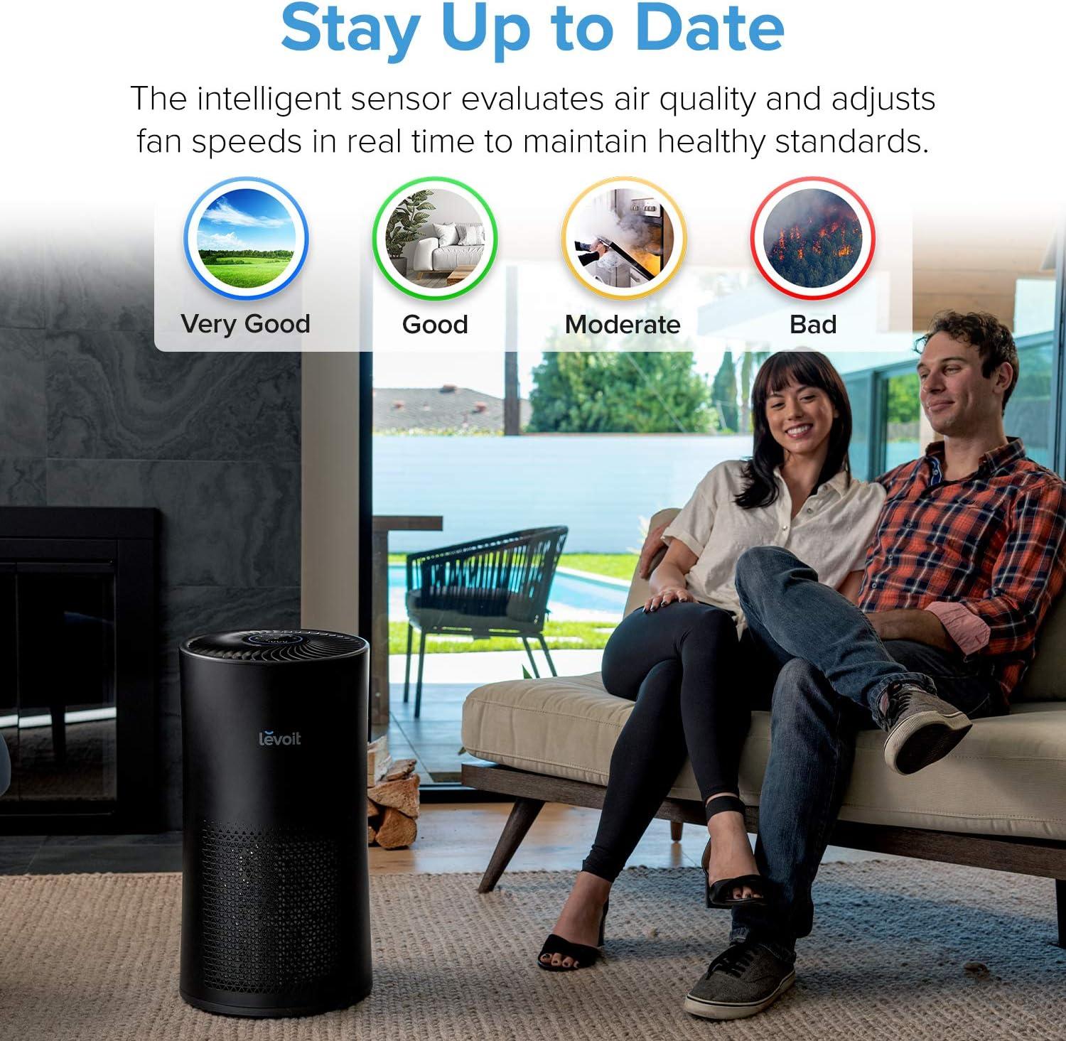 imageLEVOIT Air Purifiers for Home Large Room With Air Quality Monitor Quiet for Bedroom 3in1 Filter Auto Mode LVH133 BlackBlack