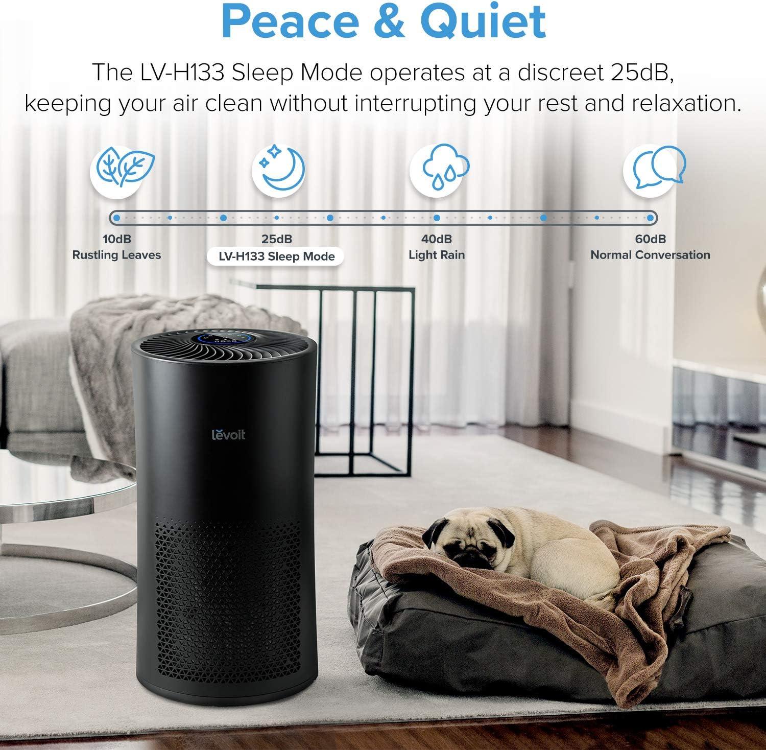 imageLEVOIT Air Purifiers for Home Large Room With Air Quality Monitor Quiet for Bedroom 3in1 Filter Auto Mode LVH133 BlackBlack