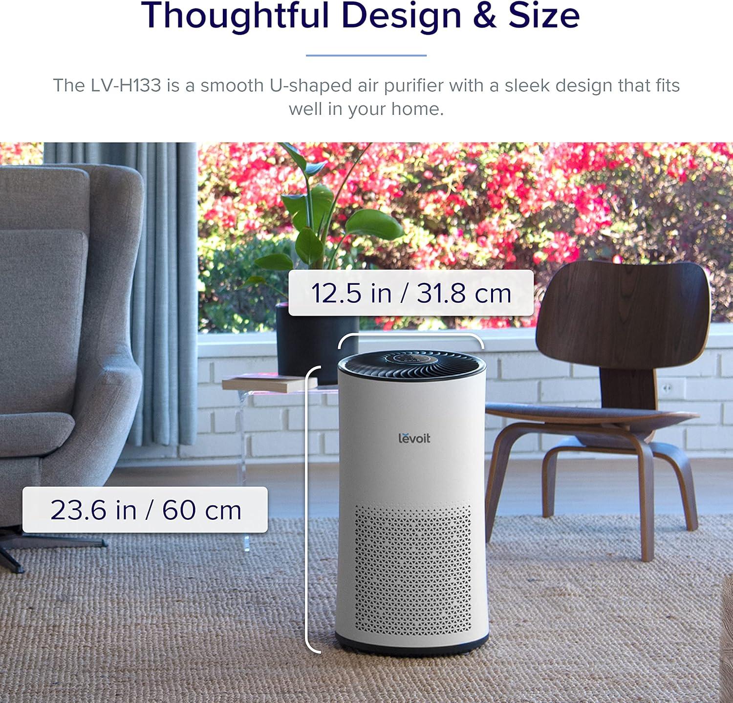 imageLEVOIT Air Purifiers for Home Large Room With Air Quality Monitor Quiet for Bedroom 3in1 Filter Auto Mode LVH133 BlackWhite