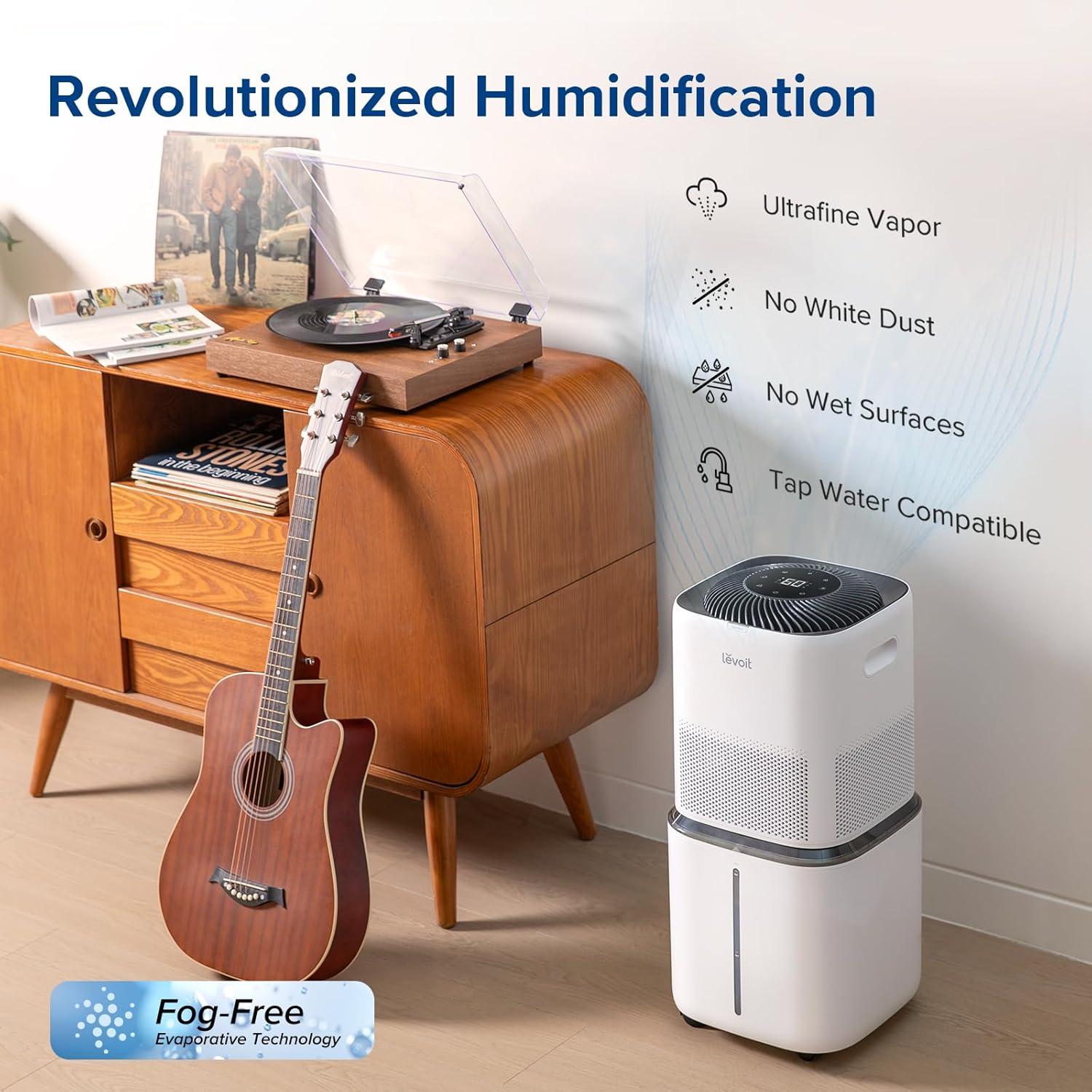 image:imageLEVOIT Superior 6000S Smart Evaporative Humidifiers for Home Whole House up to 3000ft 23L Last 72Hour Premium Filter Dry Mode Wheels amp Water Fill Hose Foldable Storage Sleep Mode New EditionEvaporative Humidifier